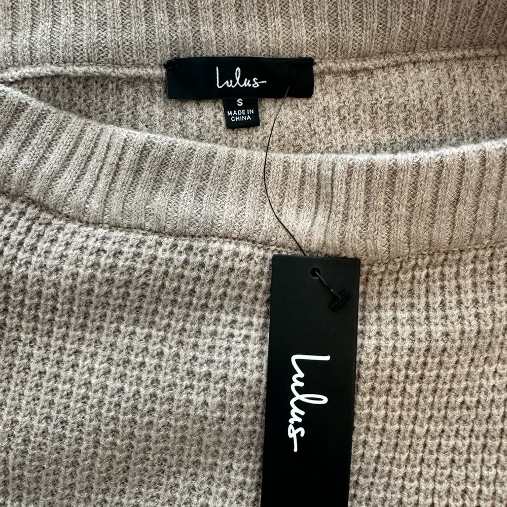 Lulus Autumn Sweetheart Beige Waffle Knit skirt - Picture 3 of 3